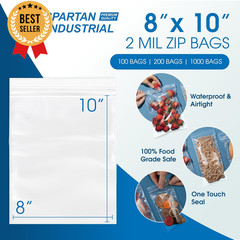1000 Clear Reclosable Zip Lock Bags 8×10 Inch 2 Mil Quart Plastic Poly Resealabl