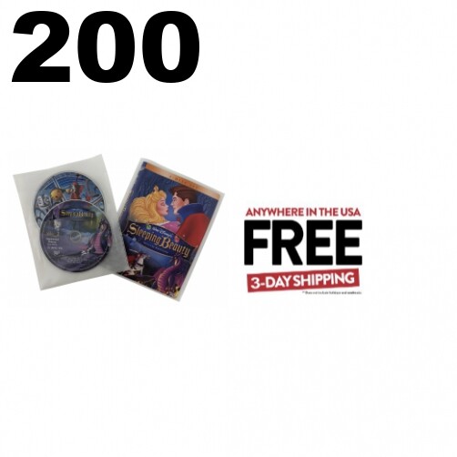 200 Clear 2 Disc White Non Woven CPP Sleeves & DVD Booklet **1-3 DAYS
