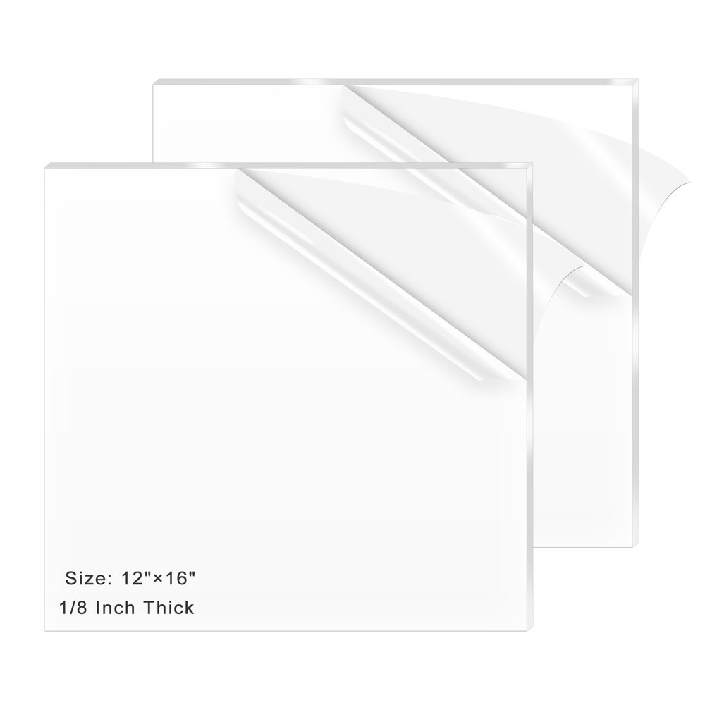 2 Pack 12X16 Inch Acrylic Sheet 1/8″ Thick, Cast Acrylic Sheet, Clear Plexiglass