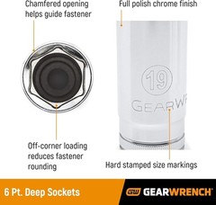 GEARWRENCH 3/8″ Drive 6 Pt. Deep Socket, 10mm – 80392