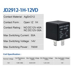 2 Pack Car Relay 4 Pin 12V 40 Amp 40A 14VDC, Car Relay Switch Auto Switches &