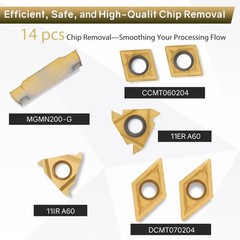 Indexable Lathe Turning Tool 21Pcs Kit 3/8” 10mm Shank 7Pcs Metal Lathe Tool…