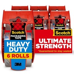 Packaging Tape Heavy Duty Scotch Mailing Shipping Strong Seal Dispenser 6 Rolls