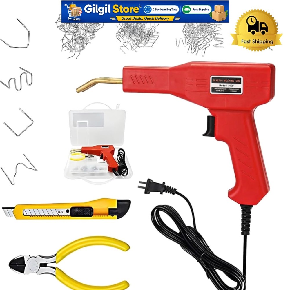 Portable Vehicle Plastic Welder Gun Kit for Bumper Repair – 200 Staples Included