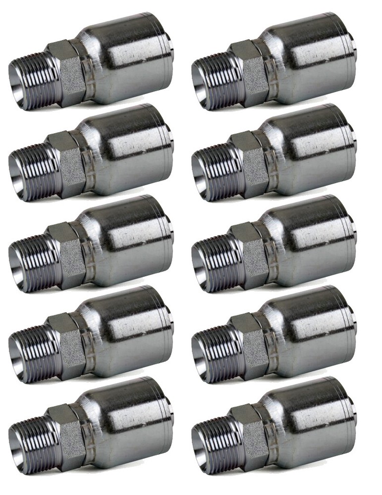 10 Pack MP-08-08 1/2″ Hose x 1/2″ NPTF Male Pipe Rigid Hydraulic Hose Fitting