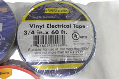 Lot of 3 Rolls of Electrical Tape. Red, Blue, Brown. 3/4″