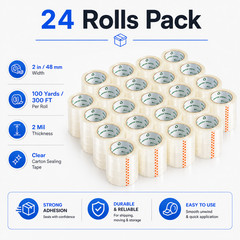 24 Rolls Shipping Box Packing Sealing Tape 2″ x 100 Yards 300FT w/ FREE Shipping