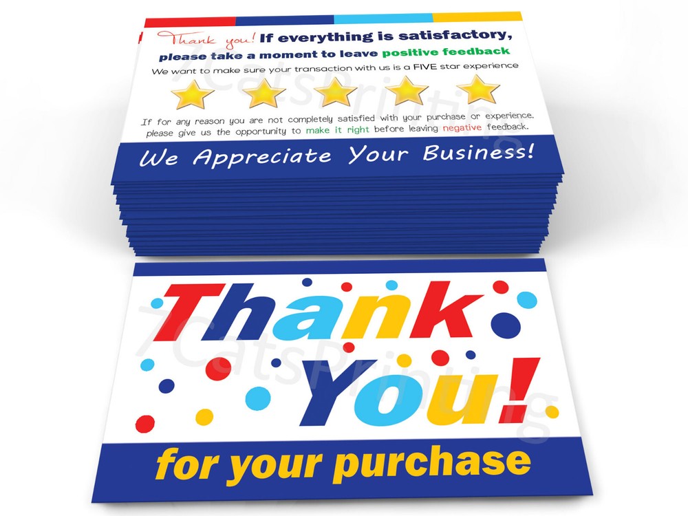Thank You Cards for eBay Sellers 200 Pack