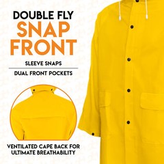 PVC Knee Length Yellow Raincoat All Weather 35mm Sizes Small-6XL
