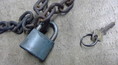 Cast iron ball chain and shackle lock & key 20 pounds stage prop, bachelor party