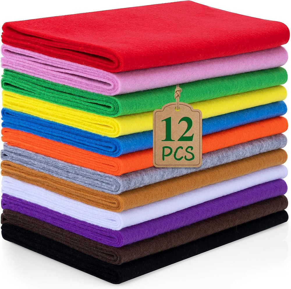 12 Rolls 8″X35″(20.5X90Cm) 1.4Mm Thick Soft Felt Fabric Sheet 12 Assorted Classi