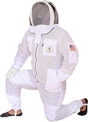 Heavyweight 3 Layer Bee Suit with Round Veil, Fencing Veil & Sting-Proof Gloves