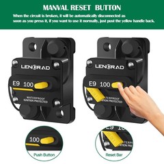 100 Amp Marine Circuit Breaker Resettable 100A with Manual Reset Switch Butto…