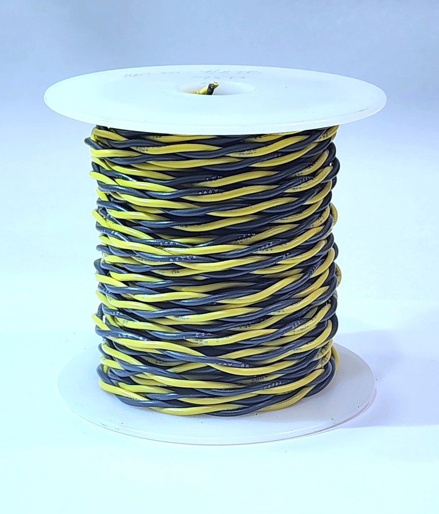 20 AWG Gauge UL1007 UL1569 Hook-up Wire YELLOW & GRAY Twisted Pair 75 feet