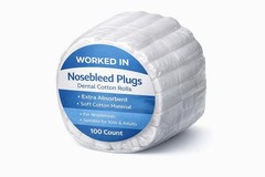 100 Dental Cotton Rolls, One Inch Nosebleed Plugs for Kids or Adults – White