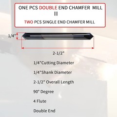 1/4″ 90 Degree 4 Flute Solid Carbide Chamfer Mill – Double End – AlTiN Coated
