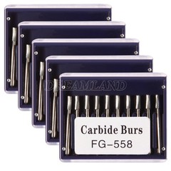 Dental Midwest FG #558 Straight Fissure Crosscut Carbide Burs 100Pk