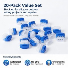 Moisture-Resistant Self-Stripping Connectors for Landscape Lighting & Irrigation