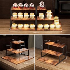 Display Stand, 3 Tier Risers Display Stands, Food Display Risers for Party Cu…
