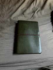 Paper Republic XL Grand Voyager Olive Leather Journal Cover Embossed, Patina’d