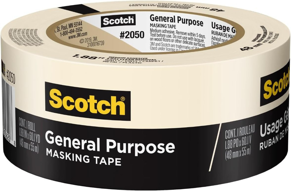 Scotch General Purpose Masking Tape, 1.88 In. x 60.1 Yd, Beige