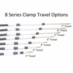 8 Series Push-Pull Cable, Clamp Hubs, 3/8-24 Rods, (choose travel option)