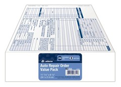 Adams Garage Repair Order Forms, 8.5 x 11 Inch, 3 Parts, 250-Count, White
