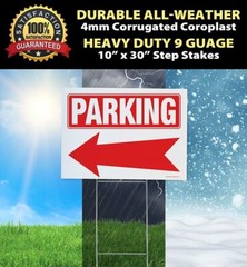 Large Double Sided Parking Arrow Yard Sign Complete Kit w/Stake(s)(1,2,3 or 5pk)