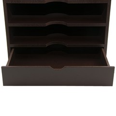 Dark Brown Wood 4-Shelf Desktop Organizer with Drawer Plus 4-pc Supply Set