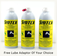 3 PACK Syntek Synthetic Dental HP Oil Lubricant Aerosol W/ FREE LUBE ADAPTOR!