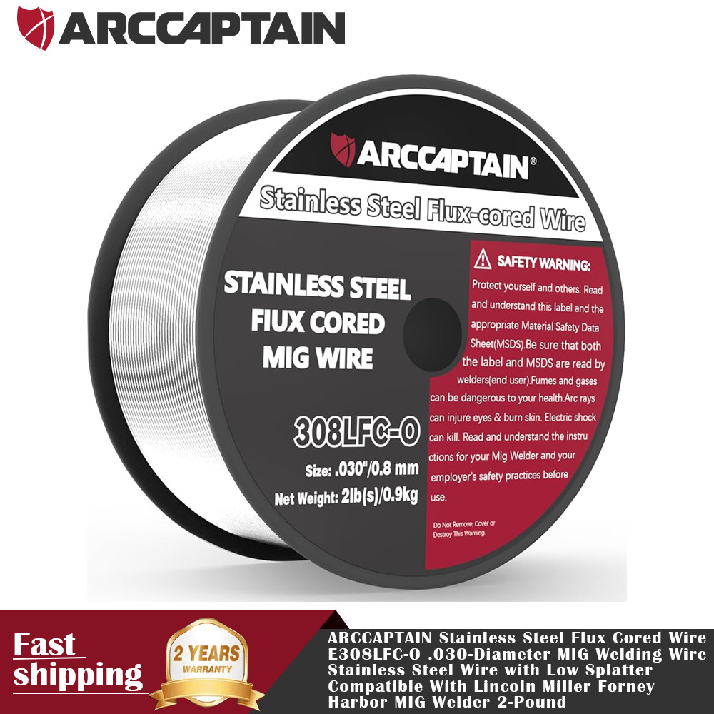 ARCCAPTAIN 0.030 E308LFC-O Flux Cored Wire 2Lbs Stainless Steel MIG Welding Wire