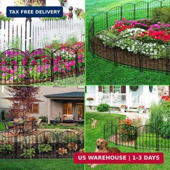 Decorative Garden Fence 17in x10ft, 10 Pack Rustproof Metal No Dig Fence Animal