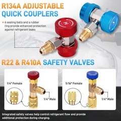 HVAC AC 3 Way Manifold Gauge Set w/ 5ft Hoses R134a R410a R22 R32 R404a Tool Kit