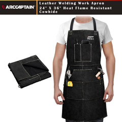 ARCCAPTAIN Leather Welding Work Apron Heat Flame Resistant Cowhide 24″ X 36″