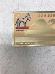 NEW Vintage SSN Social Security Card Metal USA Democrat Symbol