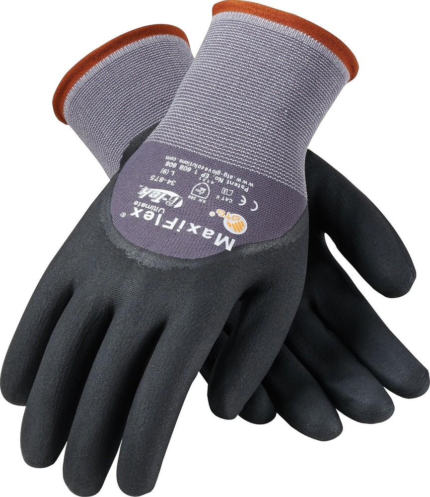 ATG 34-875/L MaxiFlex Ultimate by ATG Black Nitrile Palm, Finger And Knuckles…