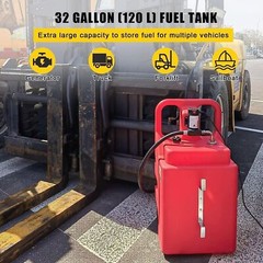 Portable 32 Gallon 120 L Fuel Tank with 12 V Diesel Pump 13 ft Delivery Hose Red