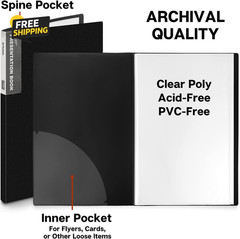 11×17 Portfolio Binder 24 Clear Sleeves Art Presentation Folder Acid Free Black