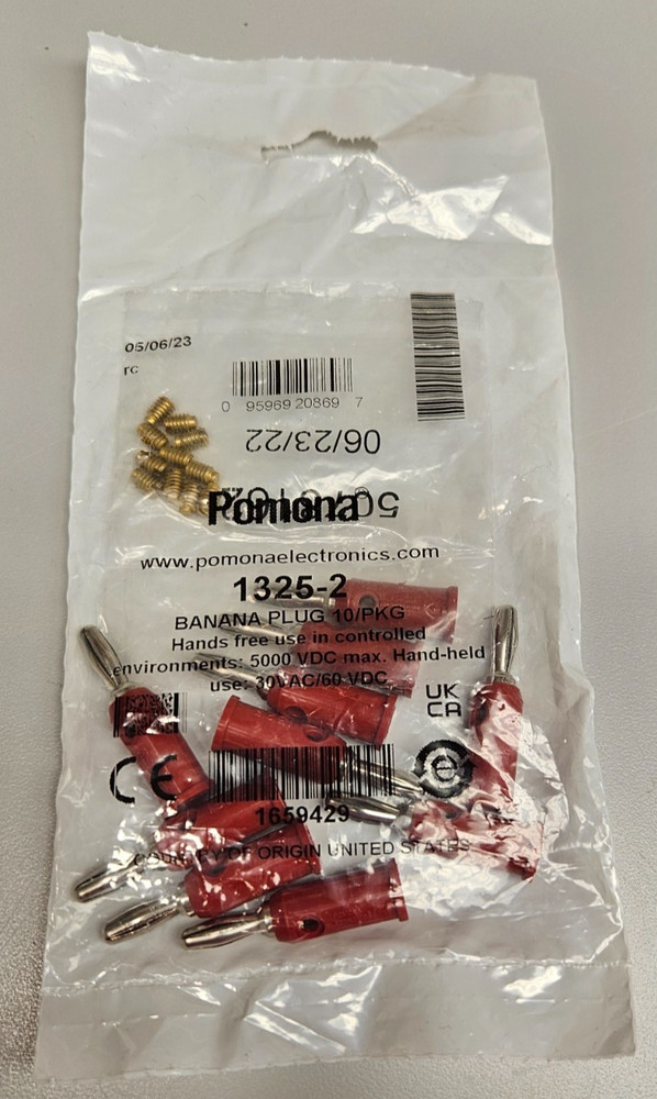 10X Pomona 1325-2 red stackable banana plugs – sealed original packaging