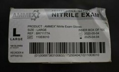 Ammex Professional Series Nitrile Exam Grade Latex Free Gloves 100 Count Large