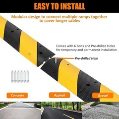 💎2 Pk Rubber Speed Bump Heavy Duty 2 Channel Modular Cable Protector Ramp 25000