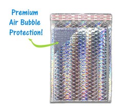 Nude Pink & Holographic Bubble Mailer 9.5×13 Metallic Foil Padded Envelopes Pack