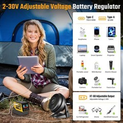 300W Power Regulator Compatible with Dewalt 20V Battery, 2-30V DC Adjustable