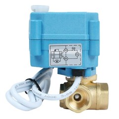 U.S. Solid 3 Way Electric Motorized Ball Valve 3/8 inch Brass 9-24V AC/DC