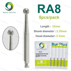 WAVE Dental Tungsten Carbide Burs Round Head RA Low Speed Burs Dia 2.35mm 5Pcs