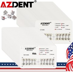 10X AZ Dental Ortho Brackets Braces Mini/Standard Roth/MBT .022 Hooks 345 Metal