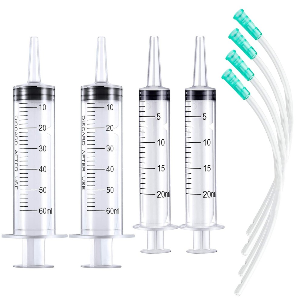 DFYOUHOME Large Plastic Syringe with Tube 60ml & 20ml 2pcs +