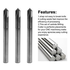 5PCS 1/4″ 4 Flute 90 Degree Carbide Chamfer Mills – Single End – AlTiN Coated
