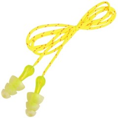 3M Tri-Flange Reuasbale Earplugs P3001, Cloth Cord NRR 26 Decibels