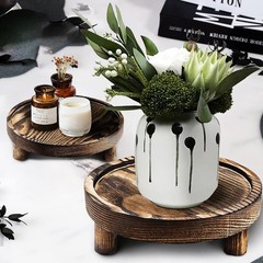 Wood Display Riser Set 3 Piece Decorative Pedestal Stand 8/6/5 Inch Rustic Brown